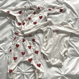 Petit bateau 3 pieces set outfit "valentines"